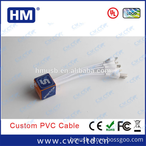 BSCI audit (external cable) custom cube shape 4 in 1 cable creative charging cable 13 color choice